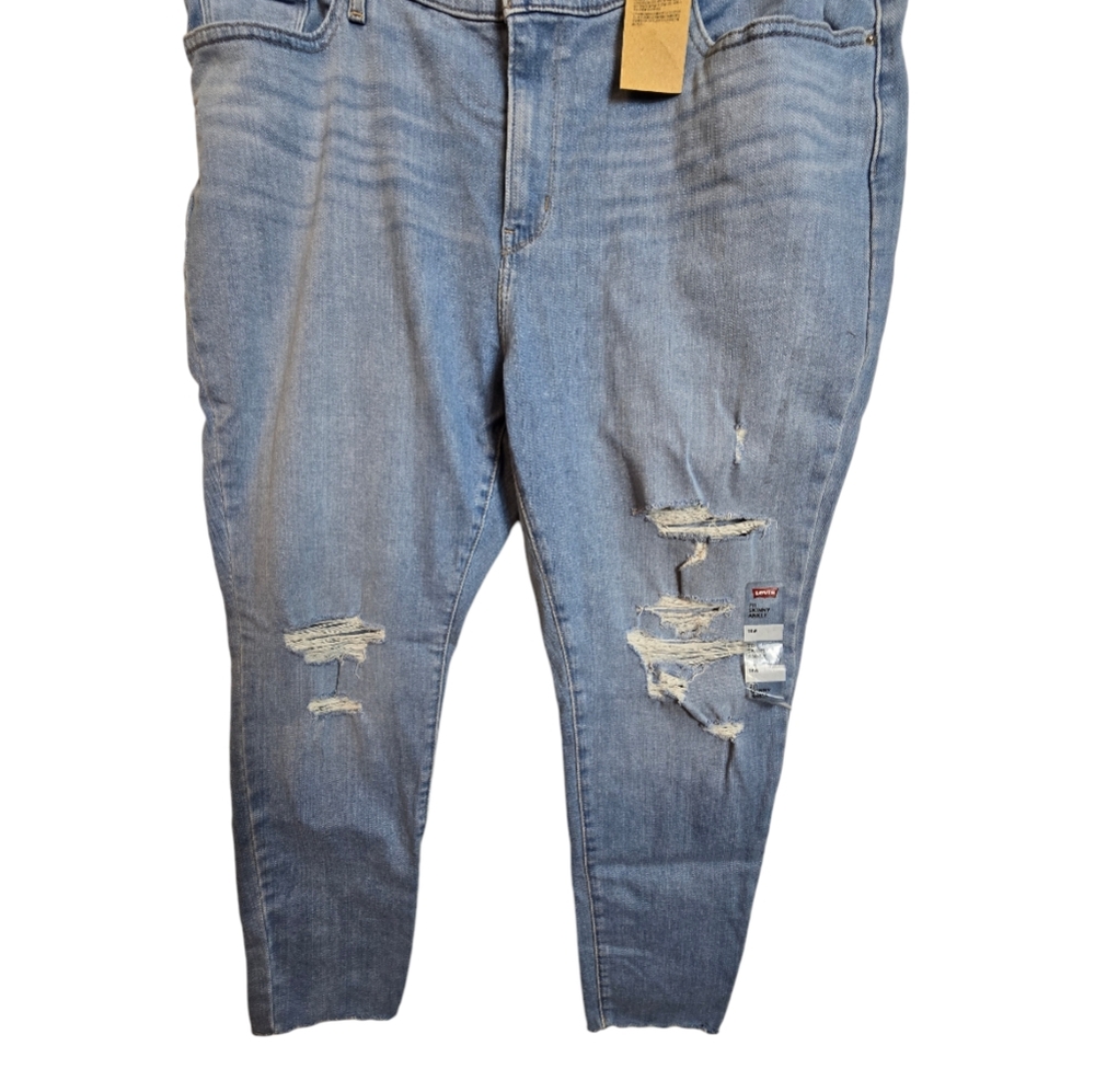Levis Strauss Womens 711 Skinny Ankle Jeans Mid Rise 18W Plus Blue - Picture 6 of 14